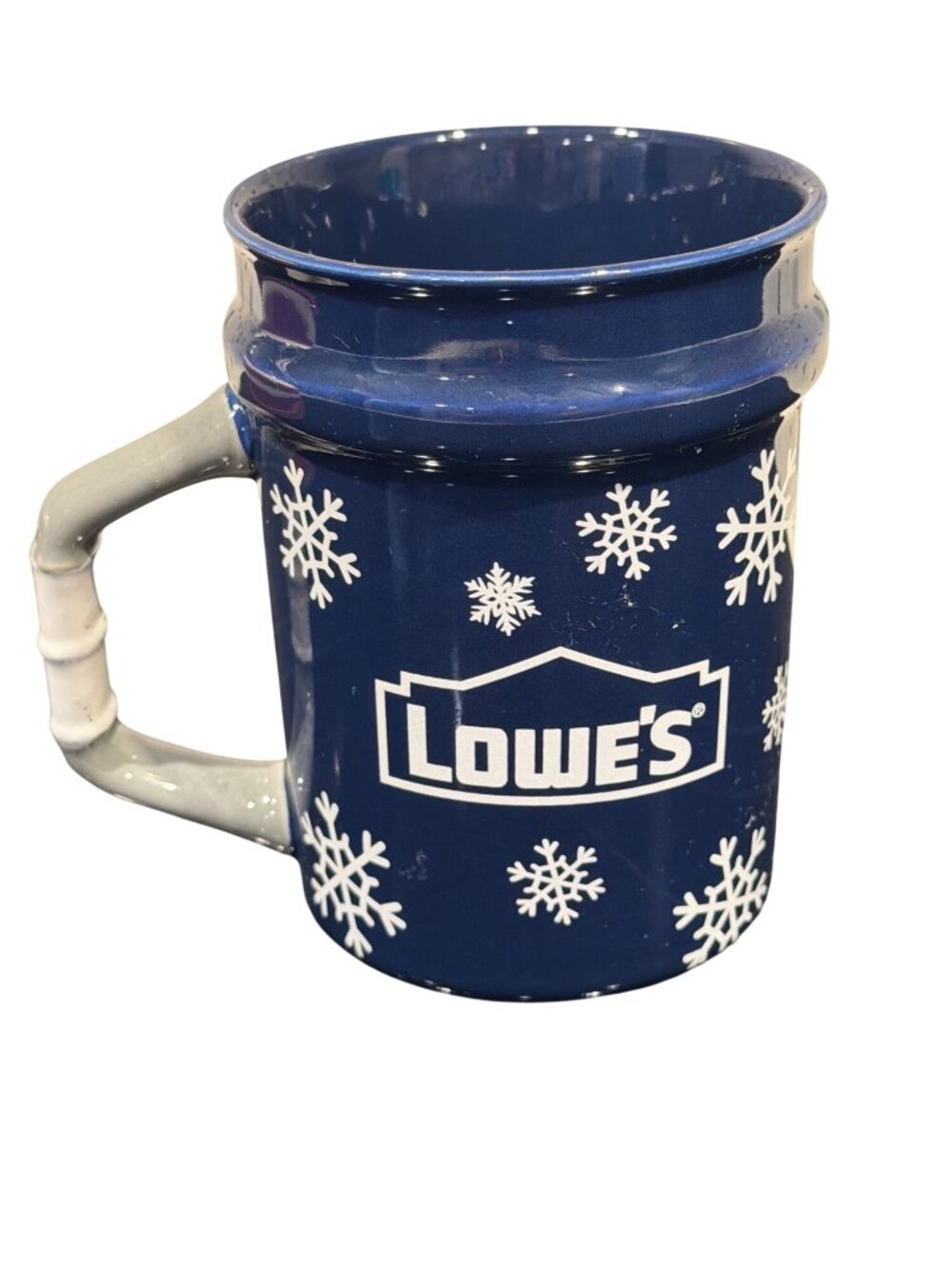 Lowes Snowflake Ceramic Mug Blue & White 12 Oz Holiday Design